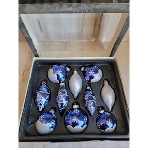 Radko glitter snowflake celebration collection ornament Xmas set glass